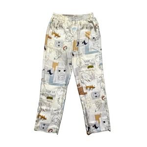 Yoshitomo Nara silk graphic drawing pants